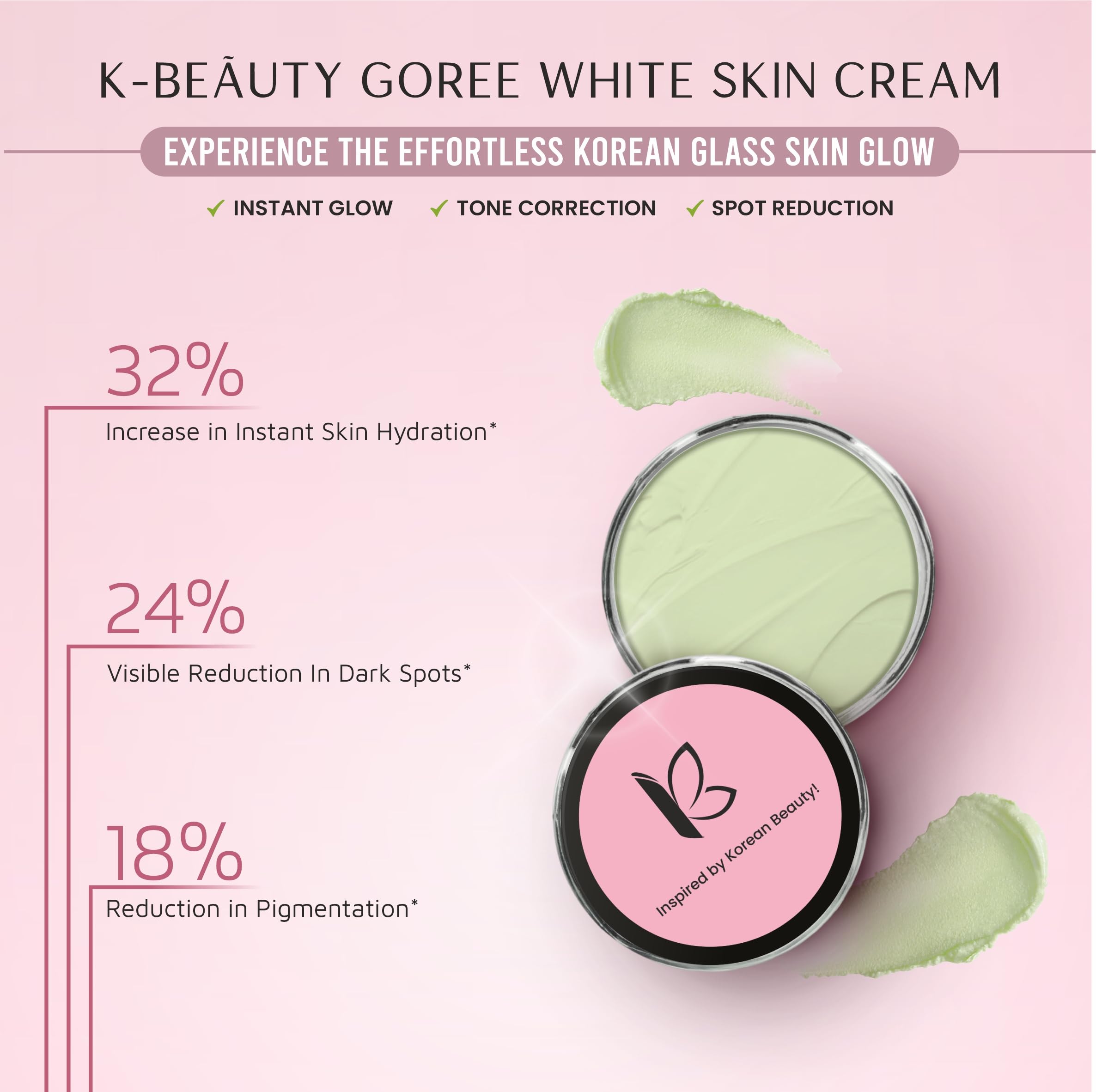 Kisra Korean Beauty Goree White Skin Cream - Instant Glass Skin Glow with Niacinamide, Kojic Acid & Jeju Licorice - Dark Spot Reduction & Pigment Control -15g (Pack of 1) 3