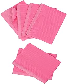 Pink Dental Bibs 50 PCS 13"x18" Waterproof Disposable Dental Bibs 3 Ply Waterproof for Dentist Clinic Medical Tray Cover Nail Table Cover Tattoo Studios Nail Salons