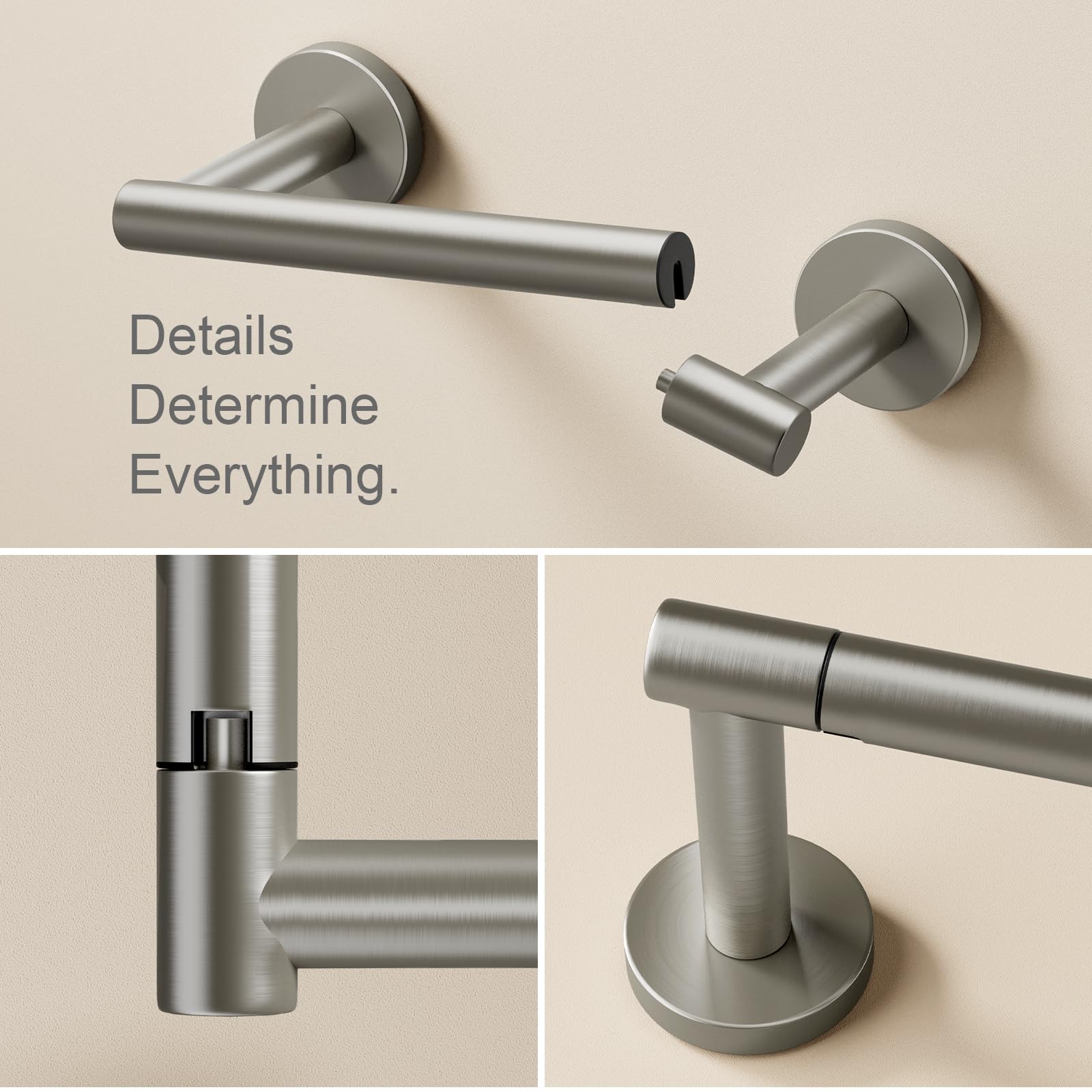 POKIM Brushed Nickel Toilet Paper Holder, SUS304 Stainless Steel Double Post Pivoting Wall Mount, Heavy Duty, Rust Resistant, Easy Roll Change, Fits Mega Large Rolls, for Bathroom, RV & Commercial Use — Amazon image 5