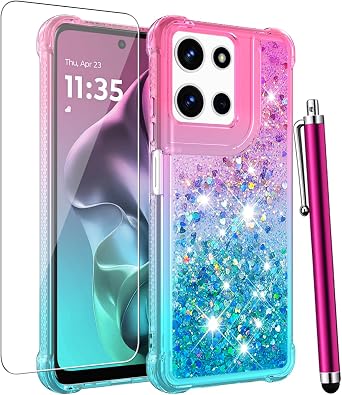 for Motorola Moto G Power 2025/2026 Case, Glitter Pink Blue