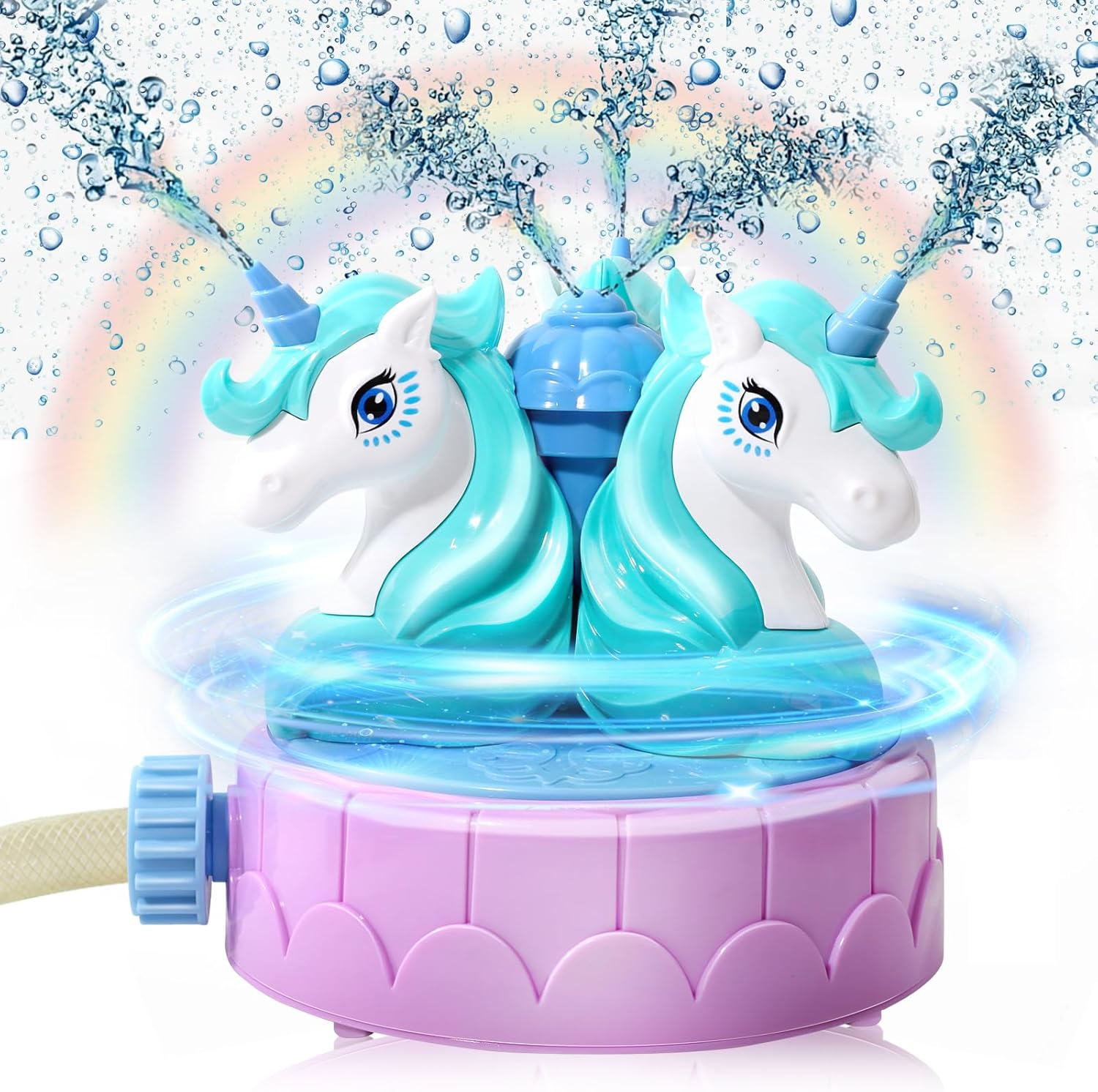 2026 Upgraded Unicorn Sprinkler for Kids Toddlers, Outdoor Water Toys with 360° Rotating Base, Extreme 10ft High Spray, Ideal Summer Outside Backyard Toys for Girls Boys Ages 1-3 3-5 4-8