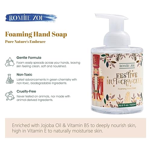 Miniatura 4 de Jabón de manos espumoso navideño con caja de regalo, cascanueces festivo, infundido con aroma a ciruela de azúcar, 16.9 fl oz16.8 onzas líquidas