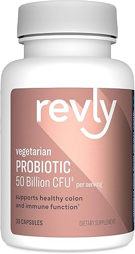 Marca Tienda  Revly One Daily Adult Probiotic Blend apoya la función inmune y colon saludables 50 mil millones de CFU 2 cepas 30 cápsulas suministro