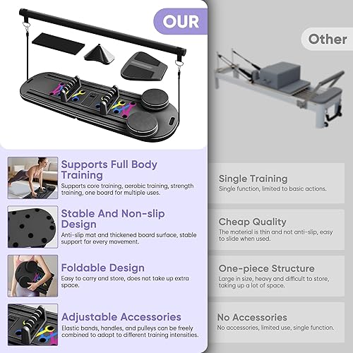 Miniatura 2 de Reformador de pilates, máquina de pilates reformadora para entrenamiento en casa, tablero abdominal multifuncional, máquina de entrenamiento de