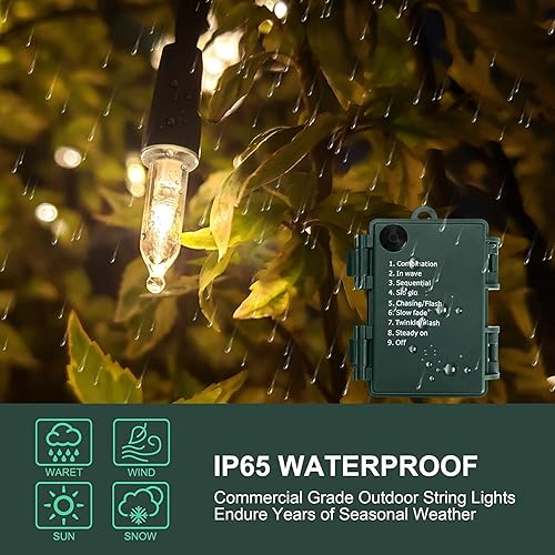 Miniatura 6 de KOUQIYA Luces de Navidad que funcionan con pilas, 33 pies, 100 luces LED con temporizador, 8 modos, impermeable, para Navidad, al aire libre,