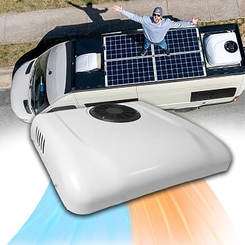 RV Rooftop Air Conditioner w/Heat 12 Volt, Campervan 13000BTU 12V Air Conditioner, Rapid Cooling 12 Volt Air Conditioner 2 in 1 for Van, RV, Yacht, Golf Carts, Road Machine, Caravan, Buses