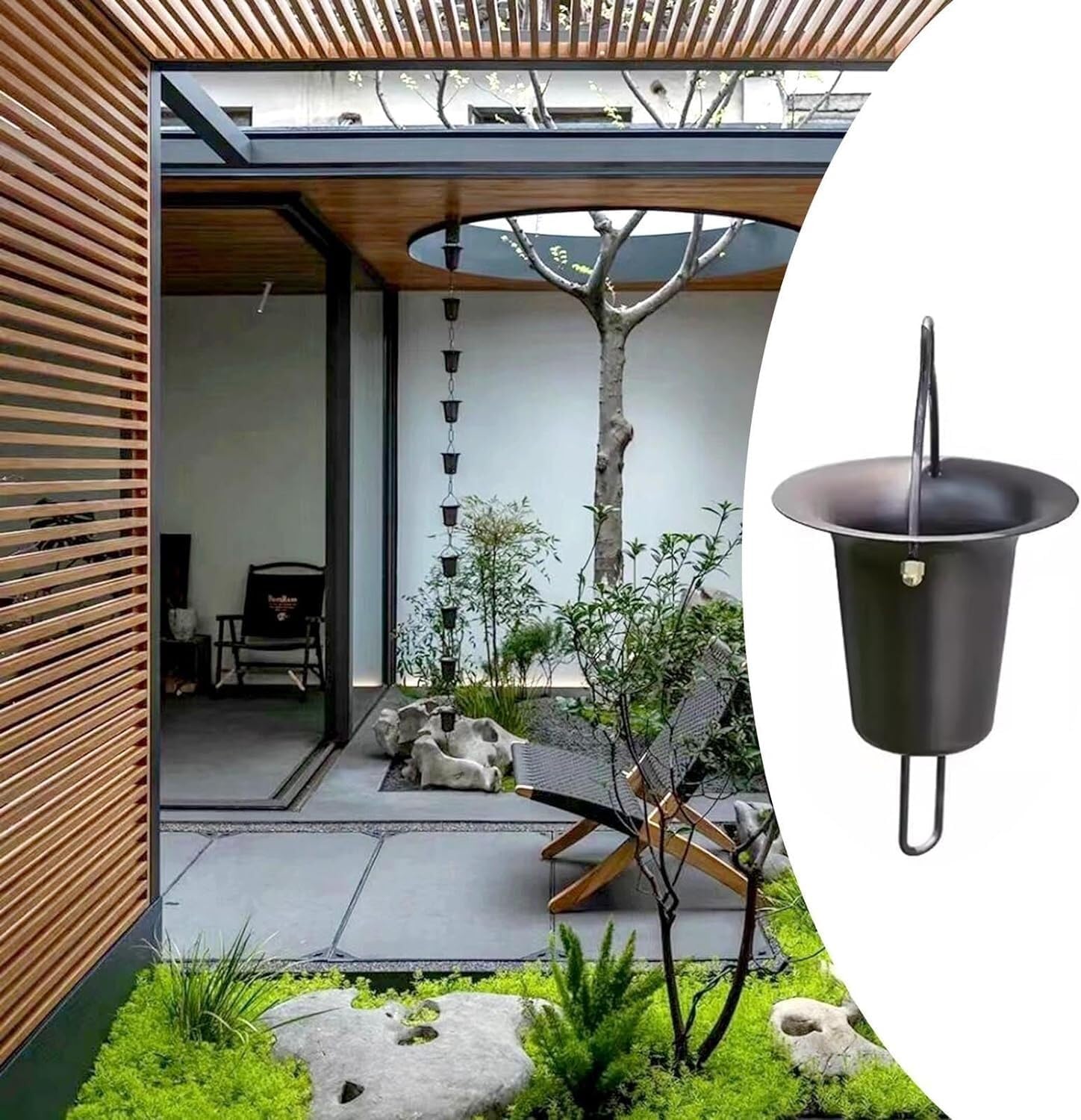 Rain Chain, Home Garden Patio Decoration Rainwater Collector Chain, Outdoor Rain Bell(Style1,100cm (3ft))