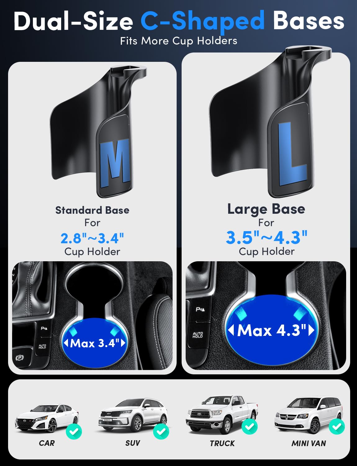 ELWEY per Magsafe Car Mount Charger Wireless, aggiornato 2 in 1 Cup Phone Holder con doppia base flessibile, 15W ricarica rapida supporto del telefono magnetico, potente magnete N55, altezza 15
