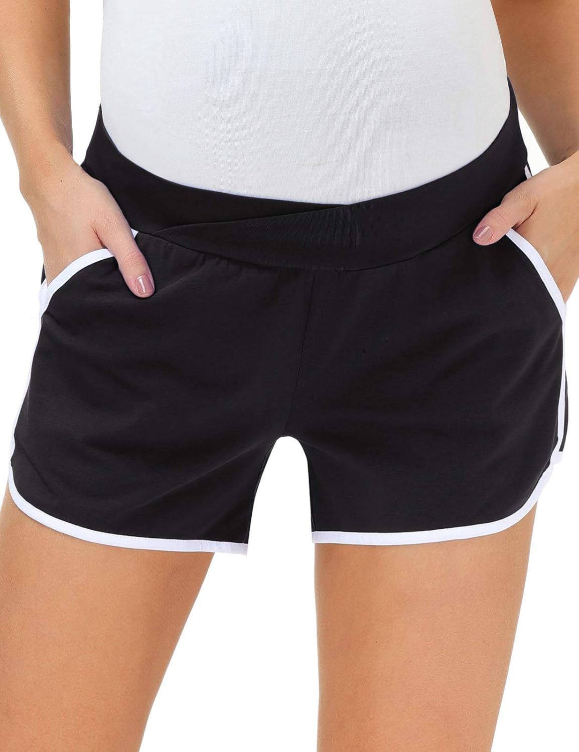 Maacie Women's Maternity Shorts Yoga Shorts Stretch Pregnancy Shorts at  Women’s Clothing store
