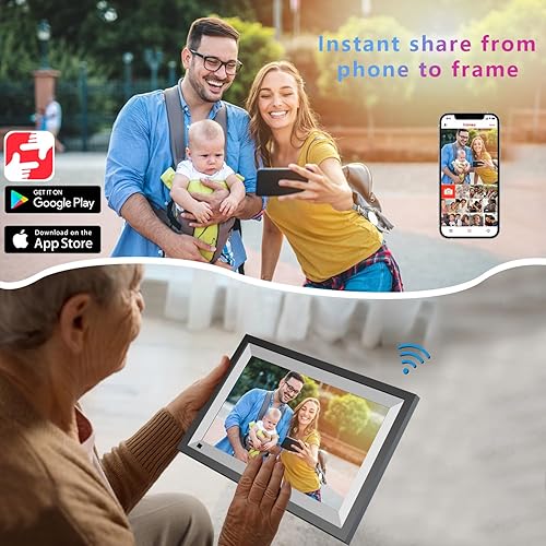 Miniatura 3 de Marco de fotos digital, marco de fotos digital WiFi de 10.1 pulgadas, 32 GB, pantalla táctil IPS de 1280 x 800, presentación de diapositivas de