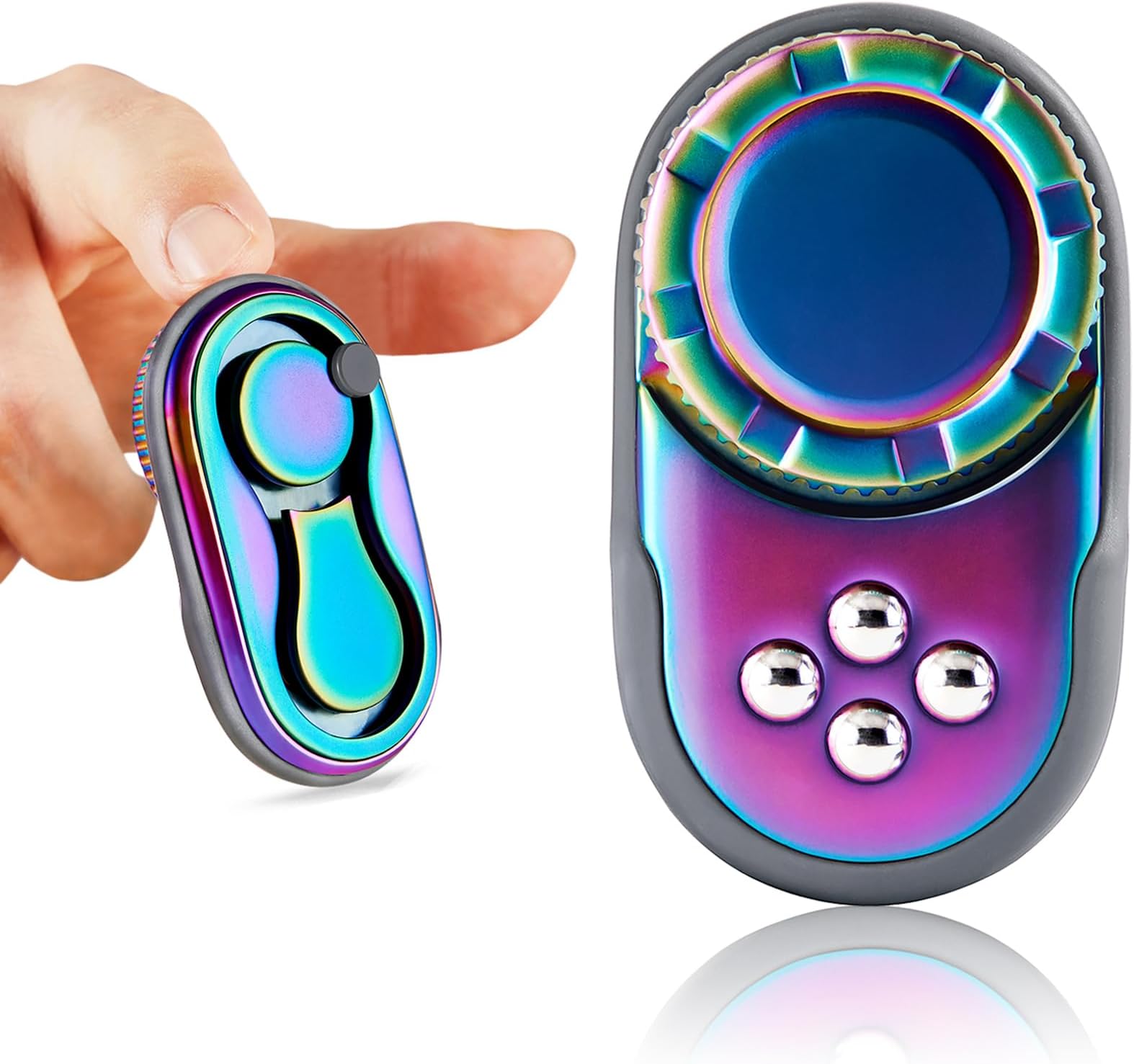 OPPKIE Fidget Toys Adults, Handheld Metal Desk Sensory Fidgets Toy Promotes Focus for Home Office Outdoors, Satisfying Toy Gifts for Men Teens Adults, Stress Pressure Anxiety Relief Tools, Rainbow