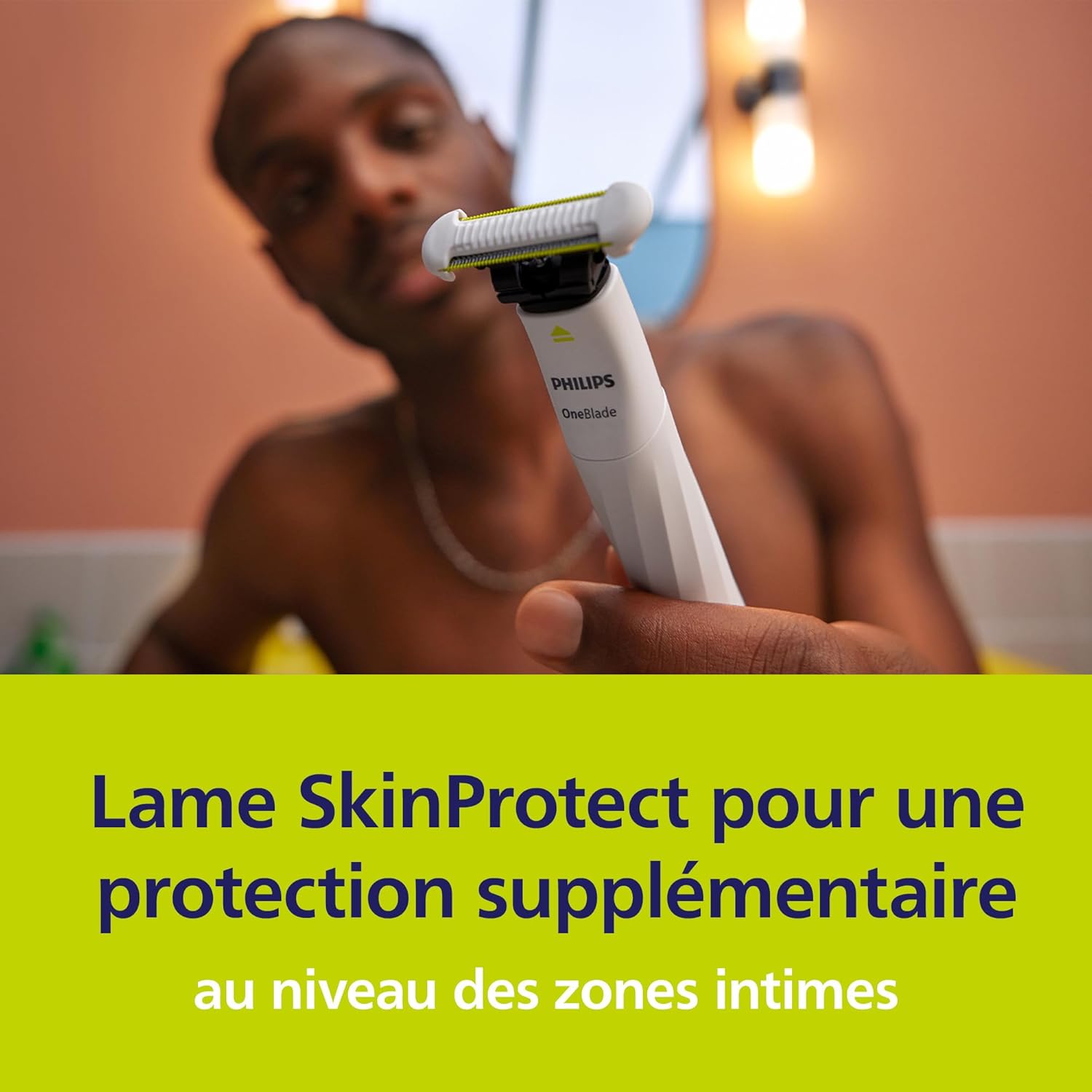 PHILIPS OneBlade Lame de Rechange SkinProtect, Acier Inoxydable, 2 Unités, Coupe avec Protection Peaux Sensibles - Description