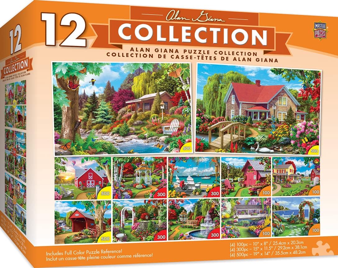 MasterPieces 12 Pack Jigsaw Puzzles For Adults, Family, Or Kids - Alan Giana 12-Pack Bundle