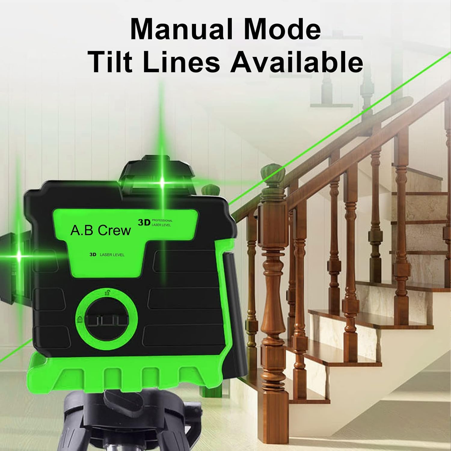 Laser Level 3D Green Line - Self-leveling Rotary 12 Lines 360 Degree Green Beam Laser Leveler Vertical Horizontal Cross Line Construction Flooring Tiling Picture Hanging Rotary Alignment - - 