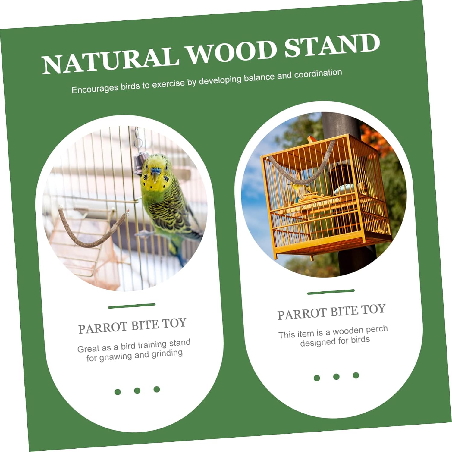 Didiseaon 3pcs Bird Perch Stand for Parrots Shaped Natural Perch Rod Bird Cage Accessory for Climbing Training and Exercise Multi-Functional Design