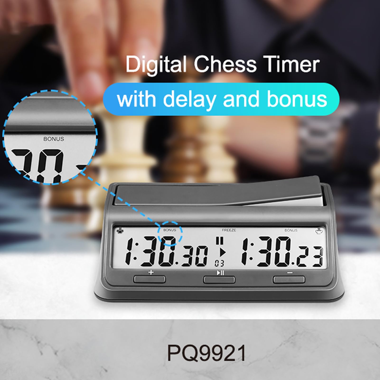 Professionelle Digitale Schachuhr für 2 Spieler 37 voreingestellte Programme Countdown Verzögerungsmodi LCD-Display für Schach und chinesisches Schach