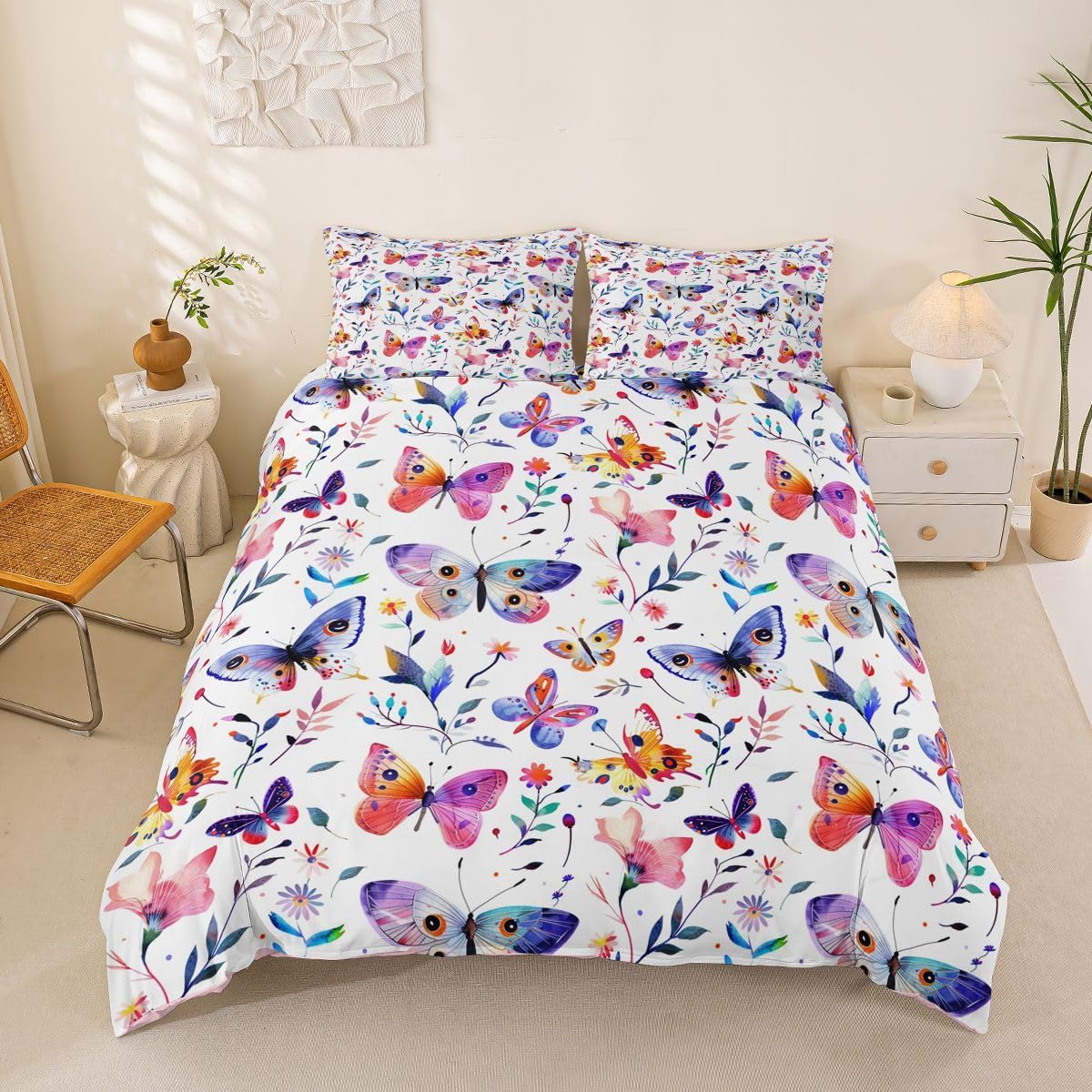 Erosebridal Purple Pink Butterfly Duvet Cover Toddler Size
