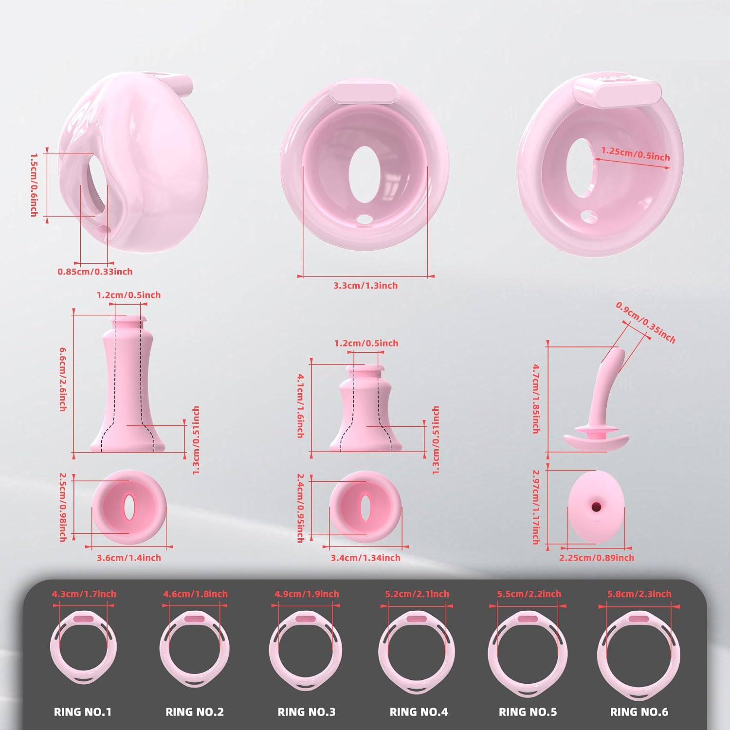 Chastity Lock Male Cock Cage - ABS Sissy Chastity Devices with Invisible Lock & 6 Adjustable Cock Ring, Penis Abstinence Elasticity Belt Comfortable Penis Cage Bondage Gear Sex Toys