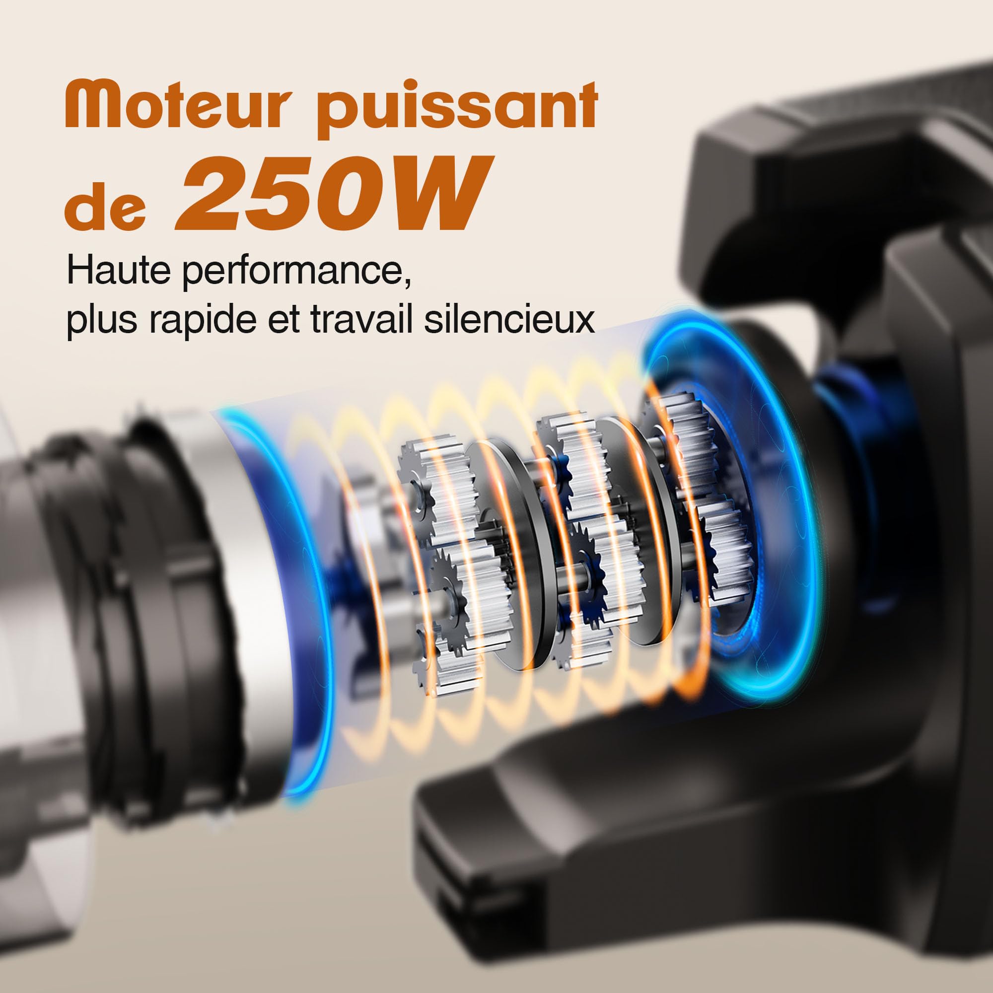 Fretta Extracteur de Jus à Mastication Lente 250W, Grande Goulotte 135mm, Sans BPA, Acier Inoxydable
