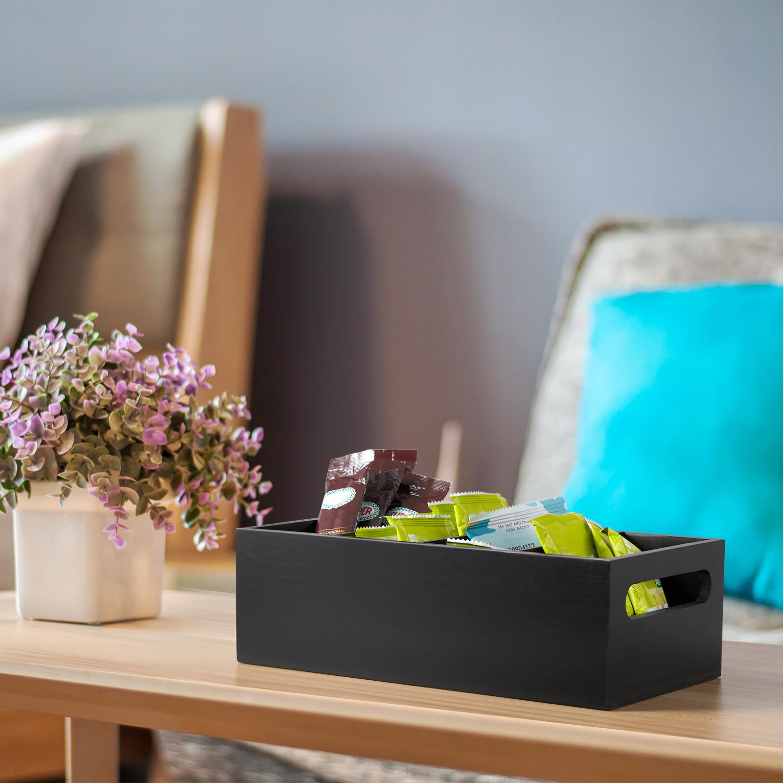 Organización de despensa y contenedores de almacenamiento, organizador de paquetes de condimentos con divisores extraíbles, organizador de almacenamiento de madera para cocina, despensa, 4