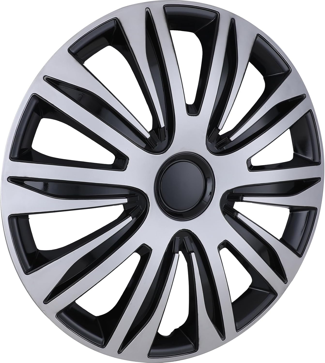 WOLFSTORM 4-Pack 15 Inches Wheel Rim Cover Hubcaps,Redesign Fashion Style Replacement Hubcaps,Car Truck SUV Hub Accessories, Silver&Black