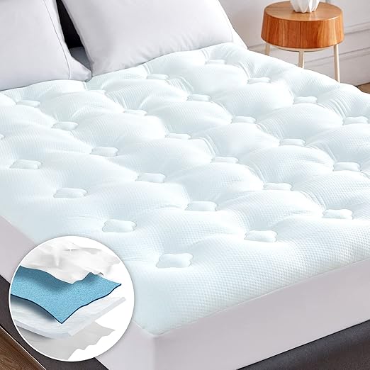 Hansleep King Memory Foam Mattress Pad, Mattress Topper King with Deep