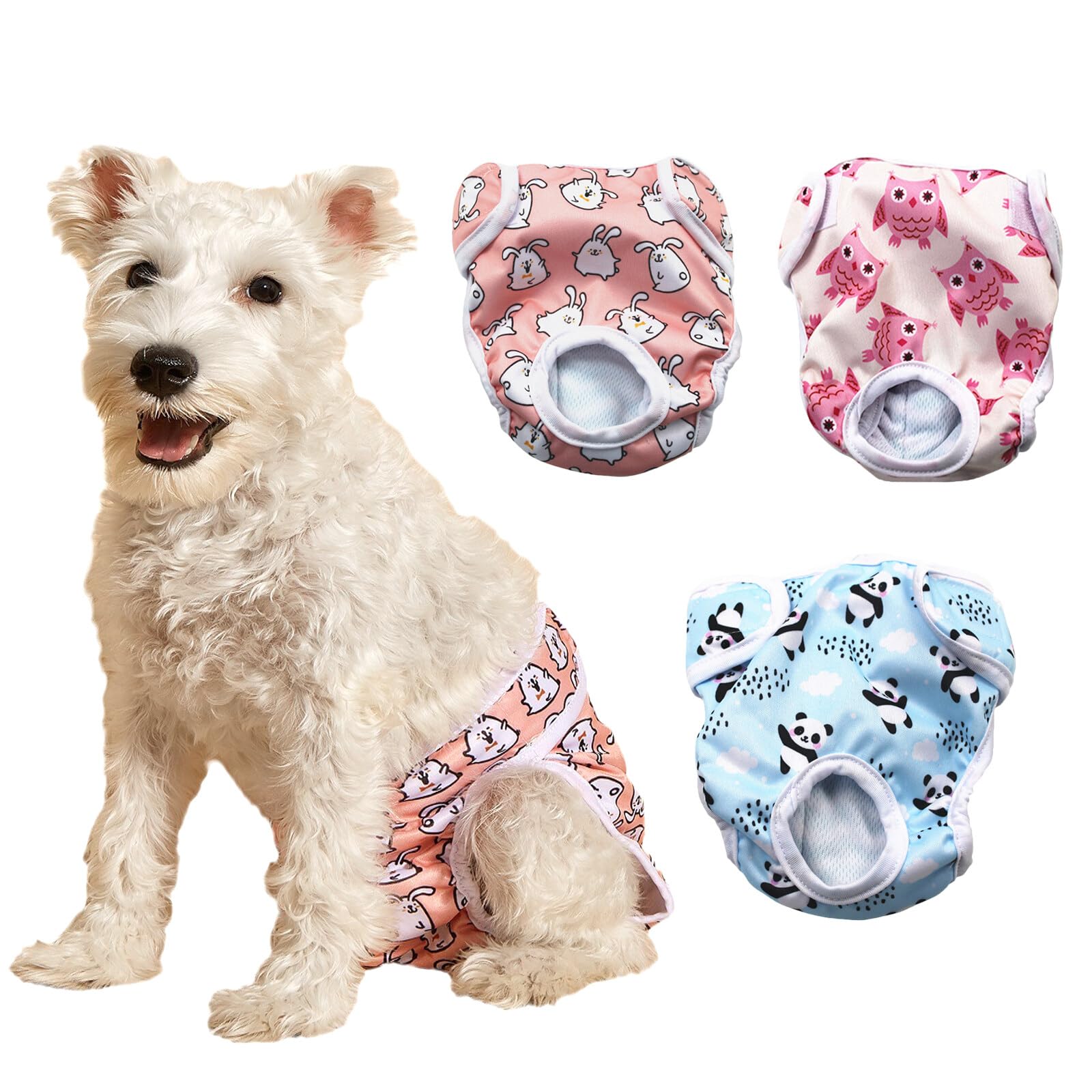 RoxNvm pañales perro hembra, 3 Piezas Reutilizable pañales para perros hembra, altamente absorbente pañales perro, lavable pañales para perros, respetuoso del medio ambiente pañal perro hembra (M)