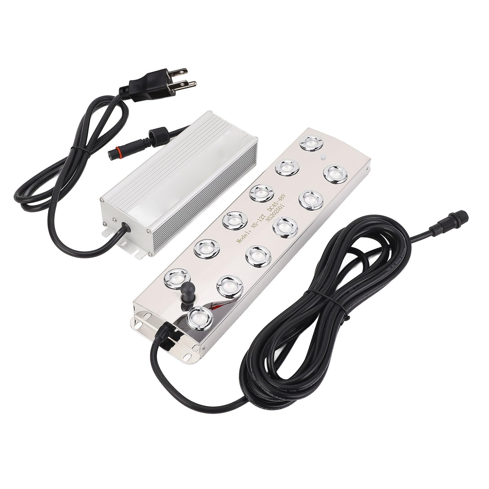 Ultrasonic Water Pond Fountain Fogger 12 Heads 9L h Ultrasonic Water Proof Mist Maker with Float for Landscaping and Gardening Applications (US Plug)