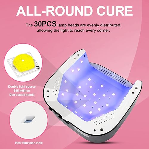 Miniatura 5 de Belle 35000 RPM Máquina de taladro de uñas profesional y lámpara LED UV inalámbrica lima de uñas portátil sin núcleo para uñas acrílicas con 6