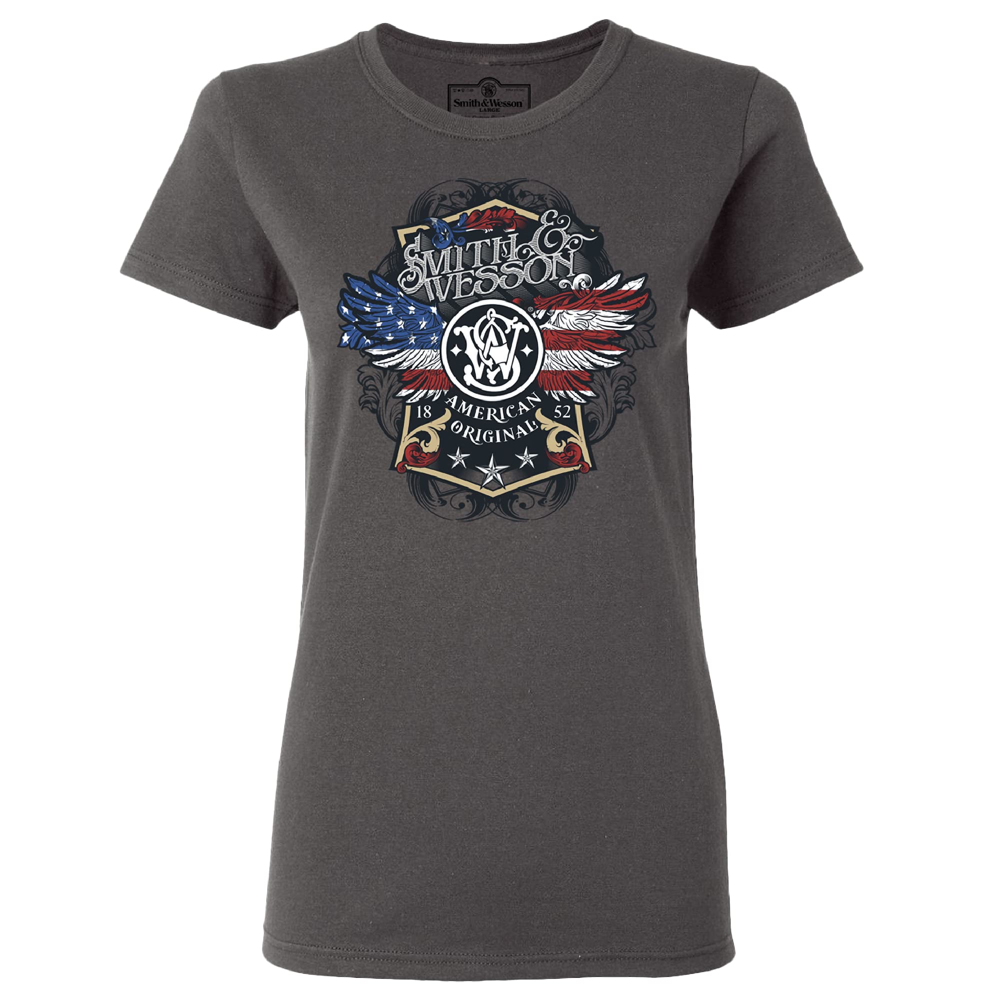 Smith & Wesson Women’s T-Shirt, Official Graphic Shirt, Granite Grey, XX-Large