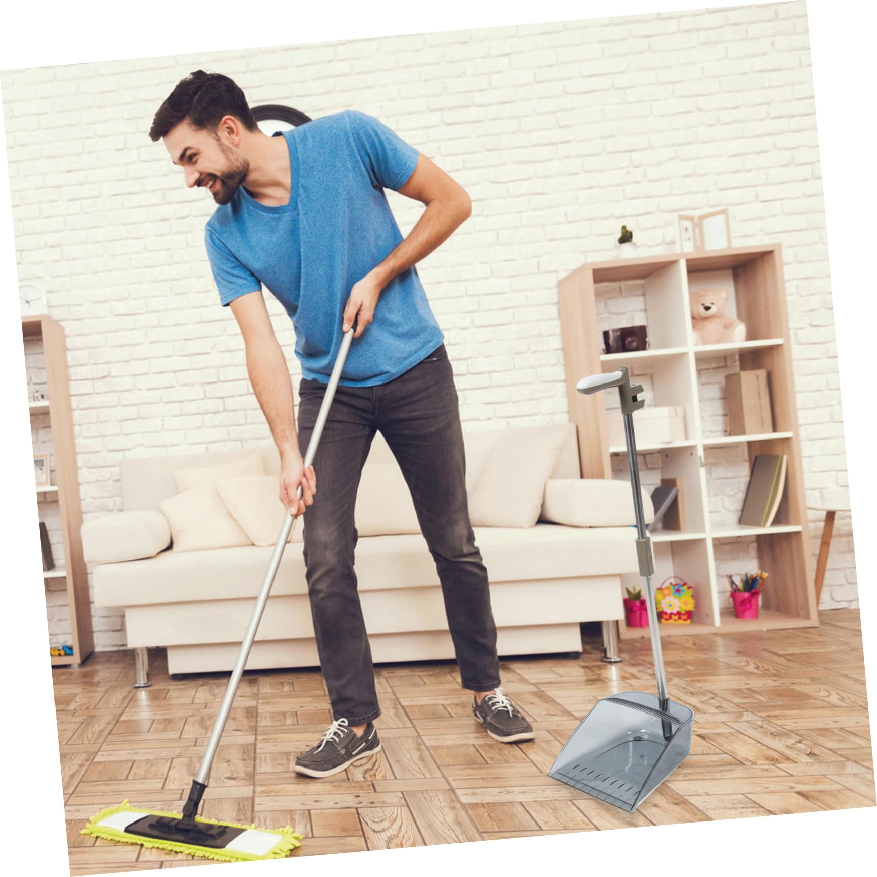 Escoba de Limpieza de Mango Largo Pet y Acero Inoxidable | Juego Hogar, Recogedor Estable Viento, Cepillo Suave para Suelo Estilo Aleatorio