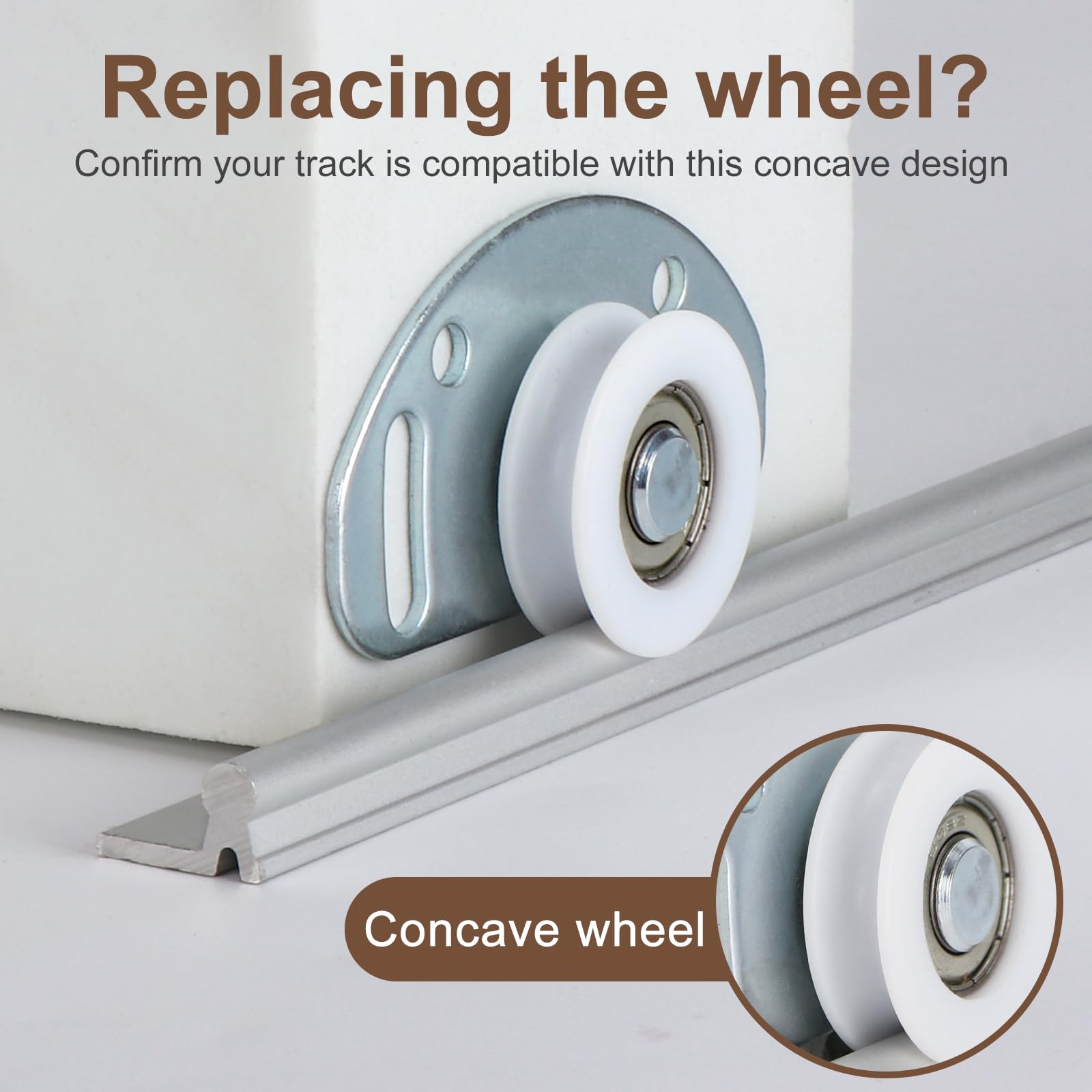 Sliding Closet Door Hardware Kit, 4 Pack Bottom Rollers & 4 Pack Top Brackets, Ball Bearing Wheels - Image 2