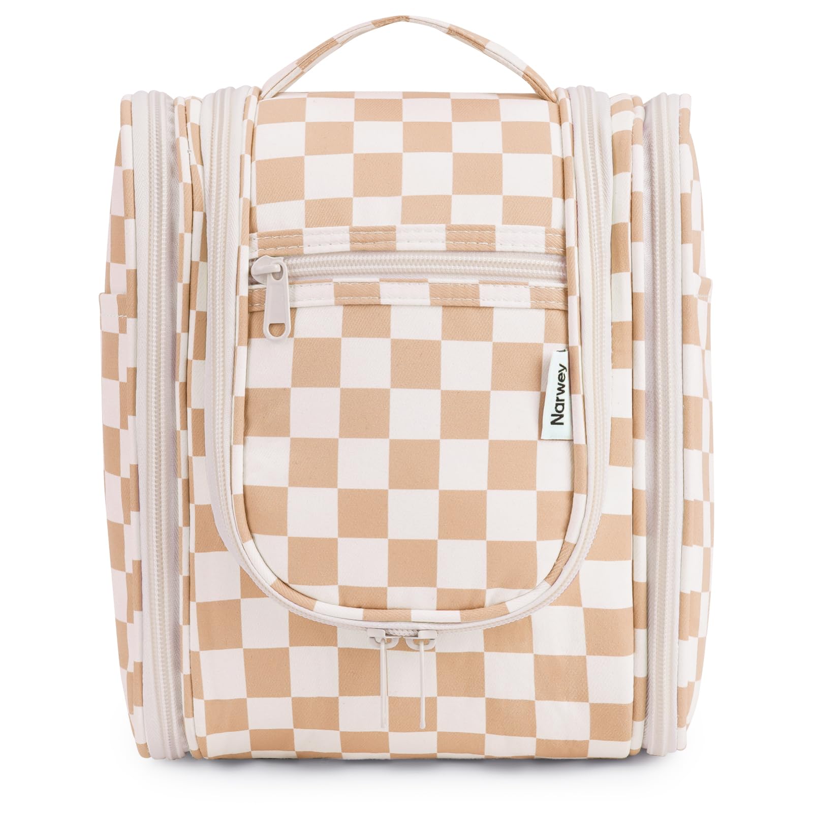 Narwey Small Checkered Hanging Travel Toiletry Bag for Women, Travel Bag for Toiletries, Makeup Bag Organizer Cosmetic Bags Make Up Bags for Women (