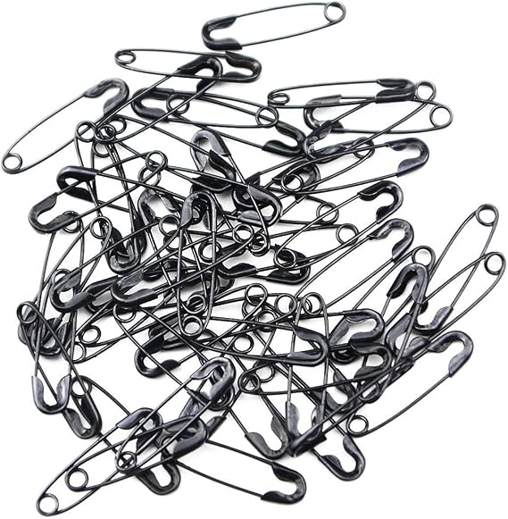 Small Safety Pins Black Bulk for Clothes Quilting Sewing Trimming Fastening Clothing Tags Jewelry Making, 19mm Metal (1000Pcs)