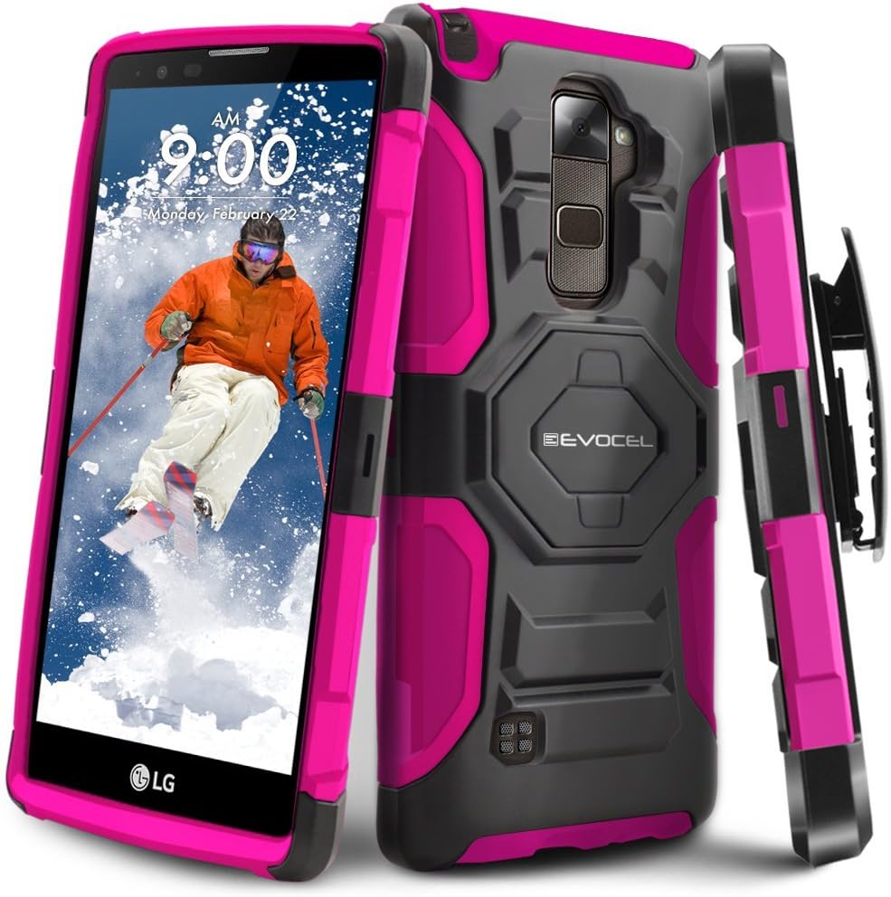 Evocel New Generation Series Phone Case Compatible with LG G Stylo 2 Plus (MS550) with Belt Clip Holster and Kickstand, Pink