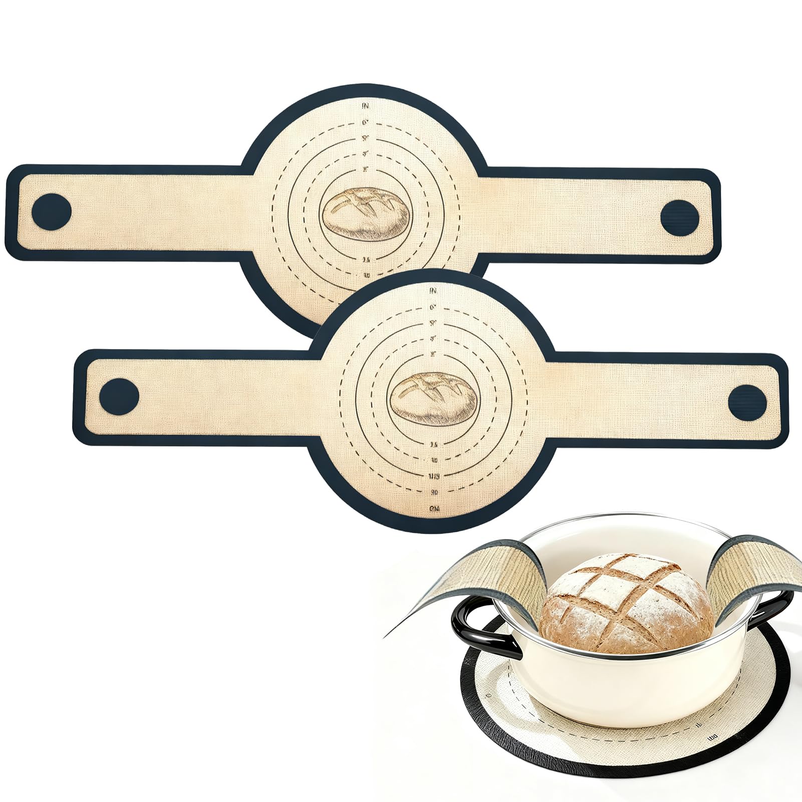 Silicone Bread Sling for Dutch Oven 2 Pack Sourdough Baking Mat