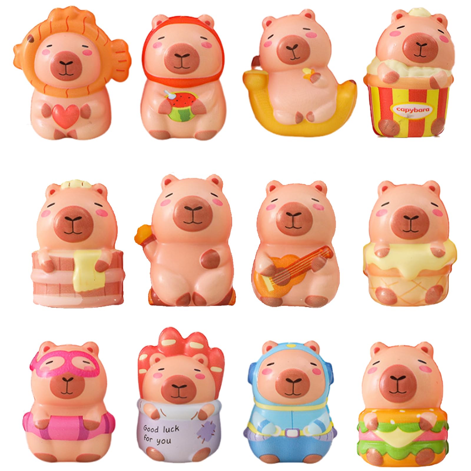 12 PCS Capybara Squishy, Capybara Fidget for Office and Travel, Suitable for Daily Relaxation, Soft Capybara Squishies for Focused