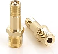 Vista 5 de Hromee Válvula de tanque de aire 1/8 "MNPT, válvula de llenado de latón de 4 piezas con tapas, usando con tanque de aire comprimido