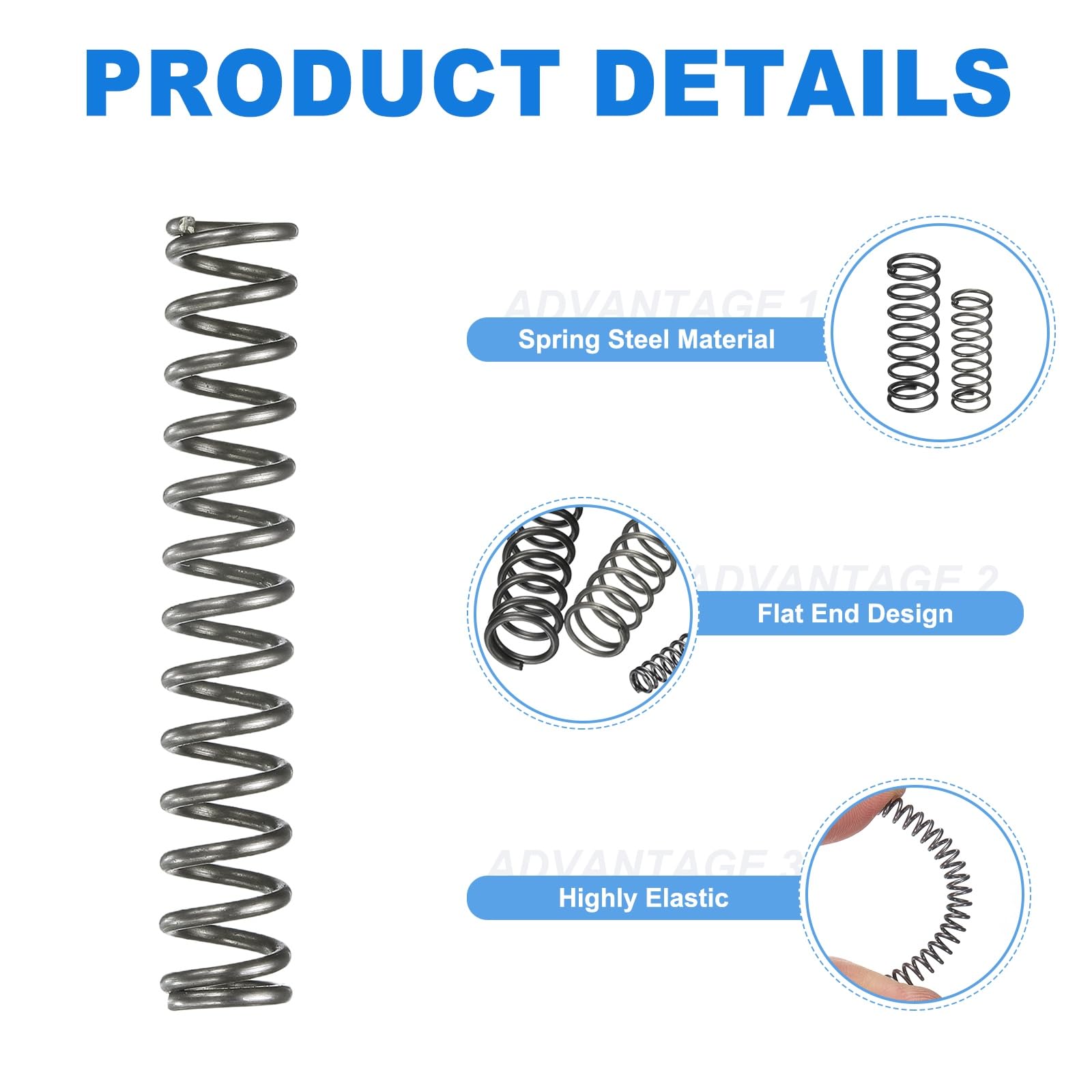 sourcing map Lot de 10 ressorts de compression, diamètre extérieur de 7 mm, taille du fil de 1 mm, longueur libre de 40 mm, ressorts de compression mécaniques étendus pour réparation en magasin et à