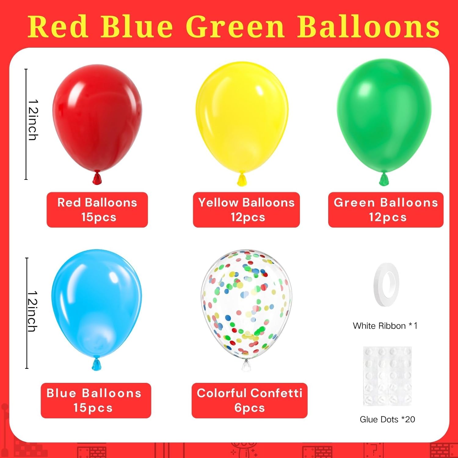 Red Yellow Blue Green Balloons, 60pcs 12 Inch Latex BaIloons Colourful Confetti BaIloons for Baby Shower Carnival Circus Birthday Party Decorations Red Green Blue image 2 of 7 B0D4TWTZ61