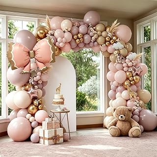 Dusty Pink Beige Balloon Arch Kit Double Stuffed Blush Cream Gold Latex Balloons Pink Brown Neutral Tan Balloon Garland Perfect for Boho Baby Shower Birthday Wedding Bridal Anniversary Party Occasions