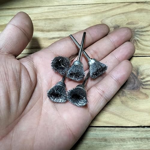 Miniatura 11 de 15 Uds en forma de T de alambre de acero inoxidable Cepillos Rueda de 1/8 '' Mandril Rust Removed Pulido Rueda para Dremel Rotary Tool