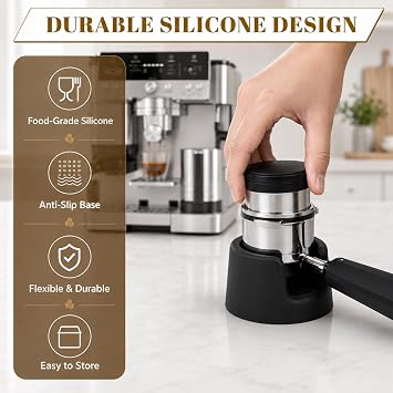 Coffee Tamper Base Compatible with Ninja Luxe Cafe ES601 ES701 Tamping Mat | Anti-slip silicone support for steady tamping, countertop protection and easy cleaning