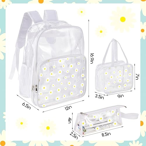 Miniatura 2 de Mochila transparente aprobada por el estadio para niñas, juego de 3 mochilas transparentes para estadios, bolsa transparente aprobada por el