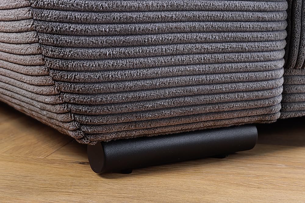 XXL Sofa ELEGANCIA - 285cm - anthrazit - Cord - Federkern mit Kissen | 7 Kissen, Buchenholzgestell, Ziersteppung, zeitloser Stil, Rundum-Bezug, pflegeleicht