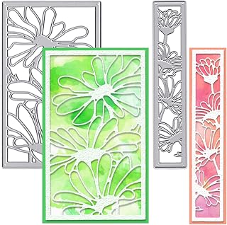 2pcs Daisy Background Cutting Dies Flowers Frame Background Die Cuts for Card Making, Flower Background Die Cut Embossing Stencil Template Tool for DIY Scrapbooking Photo Album Card Craft Decoration