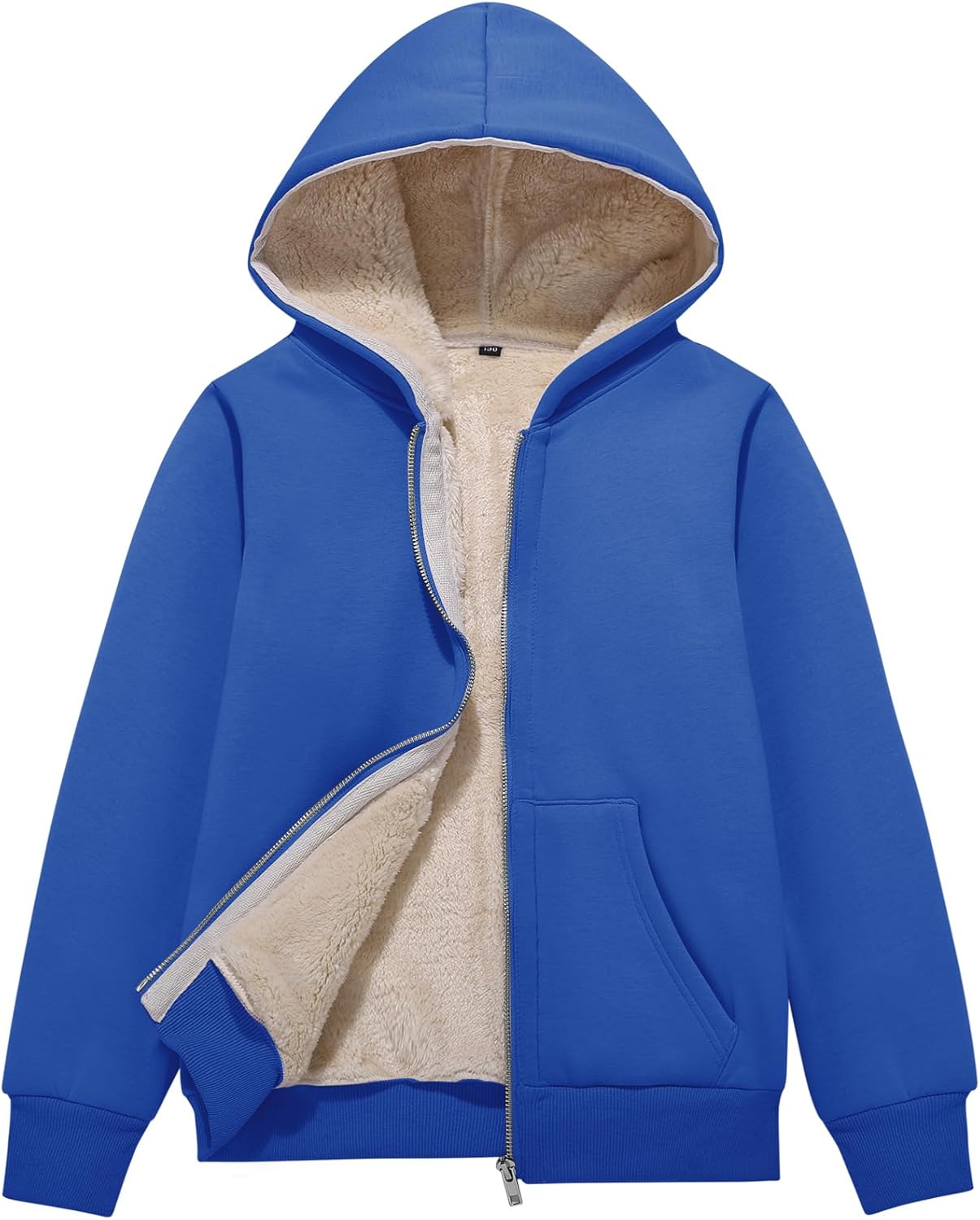 Flygo Unisex Boys Girls Fleece Jacket Hoodie Sherpa Lined Zip Up Hooded Sweatshirt Kids Winter Jackets