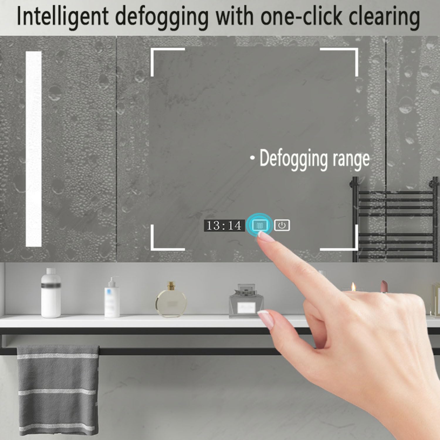 Specchio Contenitore Bagno Smart Mobile Specchio Bagno con LED Luce Armadietto da Bagno sospeso Armadietto a Specchio Antiappannamento modalità a 3 Colori Conservazione Mobile Bagno