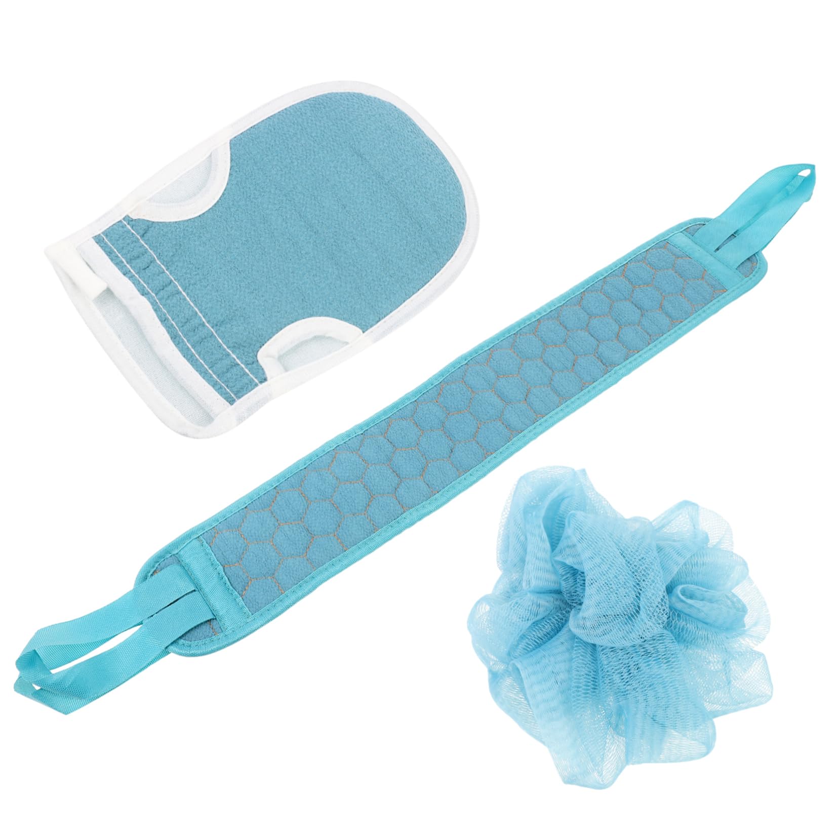 FRCOLOR 4 juegos de toallas de baño de tres piezas, guantes de masaje, guantes de masaje, cinta exfoliante para la espalda, toalla de baño, herramienta para espumar jabón de, accesorios