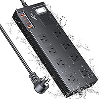 Vista 1 de Regleta de alimentación IPX6 para exteriores resistente a la intemperie, 8 salidas de 15 pies, cable de extensión para exteriores, impermeable